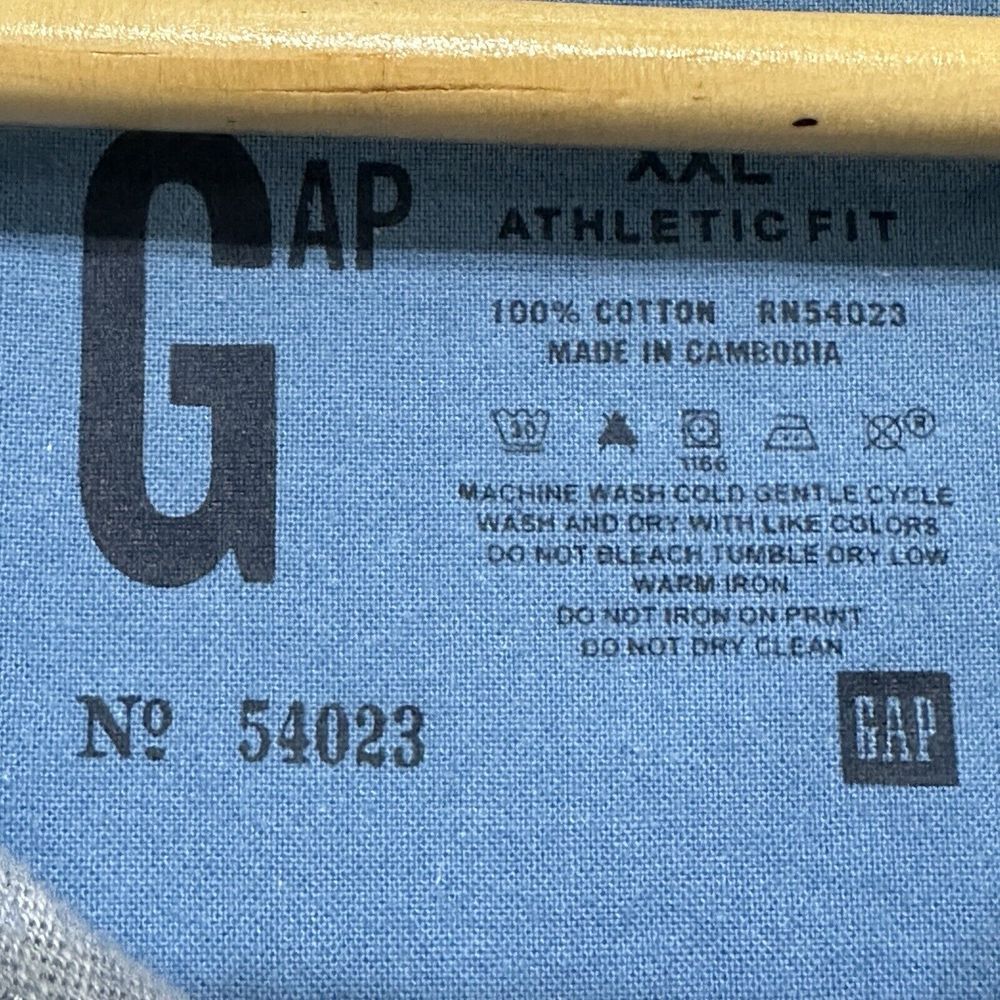 Gap‎ Athletic Fit Henley Shirt Men's XXL Blue Long Sleeve Comfort Casual - Picture 8 of 8